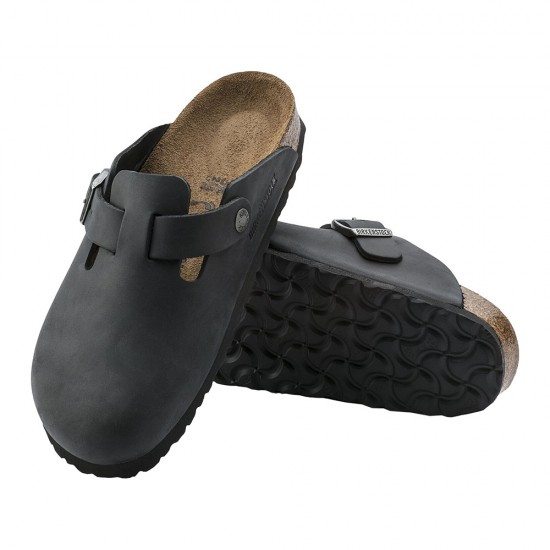 BIRKENSTOCK LEATHER BOSTON LEOI BLACK