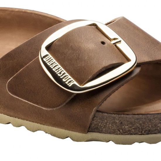 BIRKENSTOCK LEATHER MADRID BIG BUCKLE LEOI COGNAC