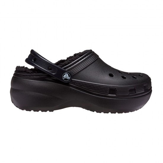 CROCS CLASSIC PLATFORM LINED CLOG W BLACK