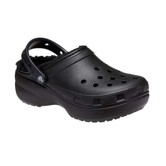 CROCS CLASSIC PLATFORM LINED CLOG W BLACK