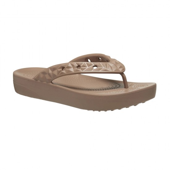 CROCS CLASSIC PLATFORM GEOMETRIC FLIP LATTE