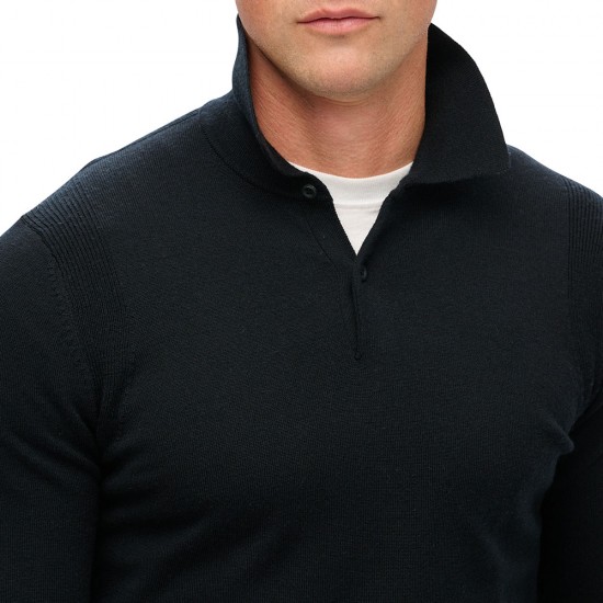 D3 MRCH MERINO LONG SLEEVE POLO JUMPER ΠΛΕΚΤΟ ΑΝΔΡ