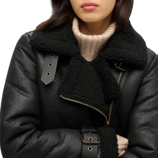 D3 OVIN FAUX SHEARLING AVIATOR JACKET ΜΠΟΥΦΑΝ ΓΥΝΑ