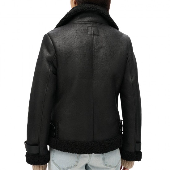 D3 OVIN FAUX SHEARLING AVIATOR JACKET ΜΠΟΥΦΑΝ ΓΥΝΑ