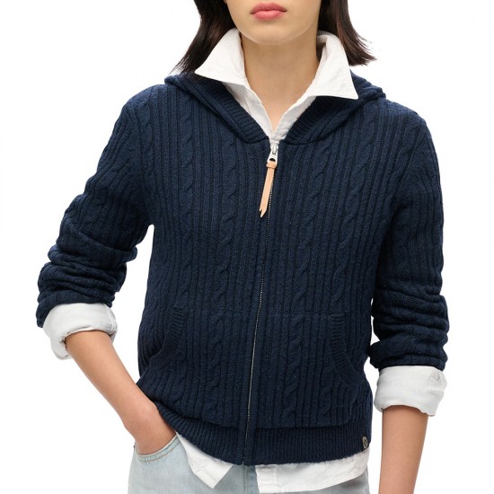 D3 OVIN CABLE KNIT ZIP UP HOODIE ΠΛΕΚΤΟ ΓΥΝΑΙΚΕΙΟ