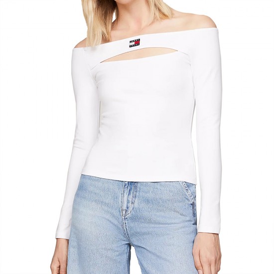 TOMMY JEANS SLIM BADGE CUTOUT TOP LS ΜΠΛΟΥΖΑ