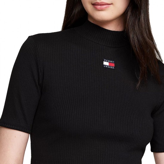 TOMMY JEANS BADGE MOCK NECK TOP SS ΜΠΛΟΥΖΑ