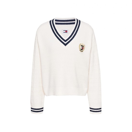 TOMMY JEANS VNCK CREST CABLE SWEATER EXT ΓΥΝΑΙΚΕΙΟ