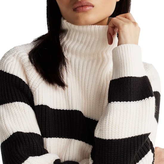 TOMMY JEANS STRIPE MOCKNECK BADGE  SWEATER